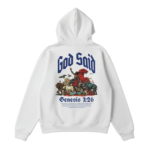 God Said White Hoodie