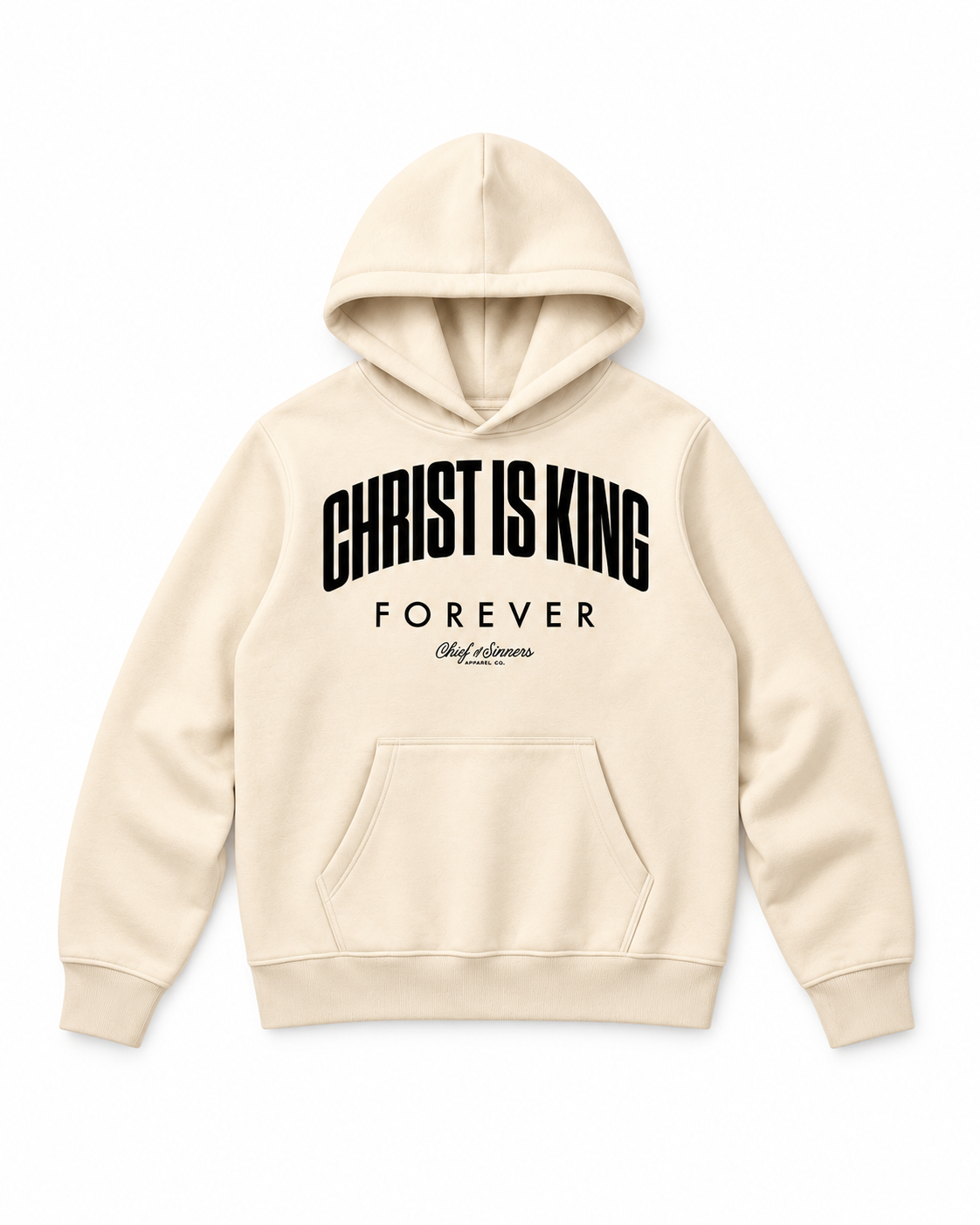 Chief Of Sinners Unisex Fleece Regular Shoulder Hoodie — Apricot hoodie, front flatlay