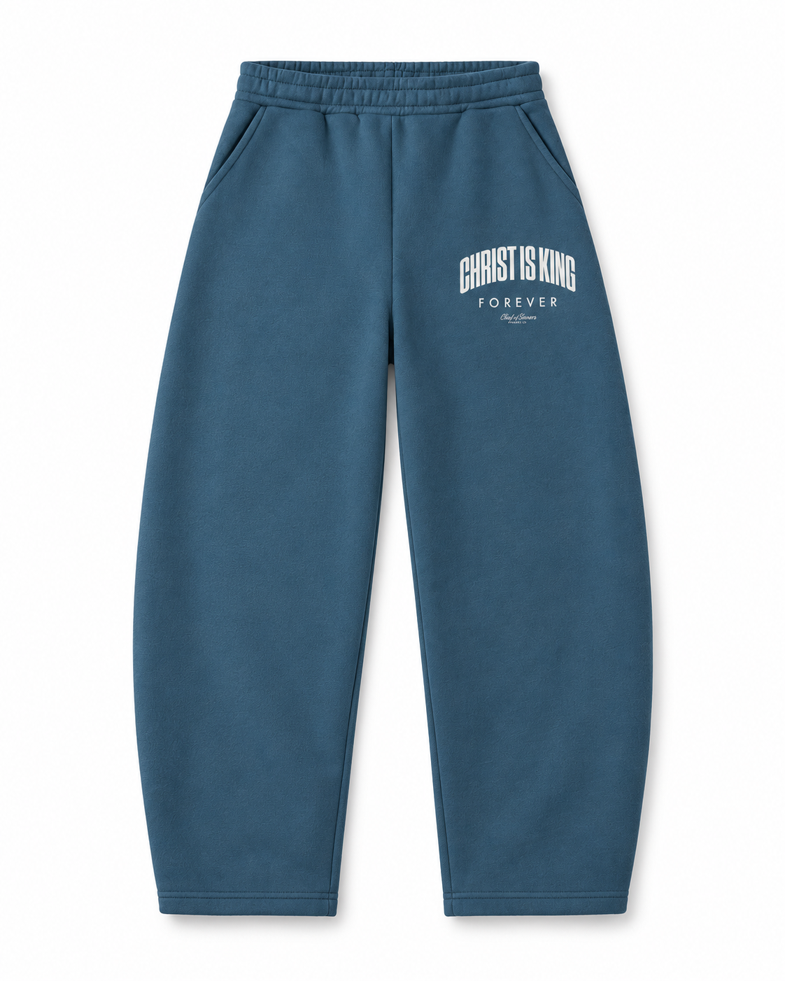Chief Of Sinners Unisex Barrel Leg Sweatpants — Haze Blue bottoms, front flatlay