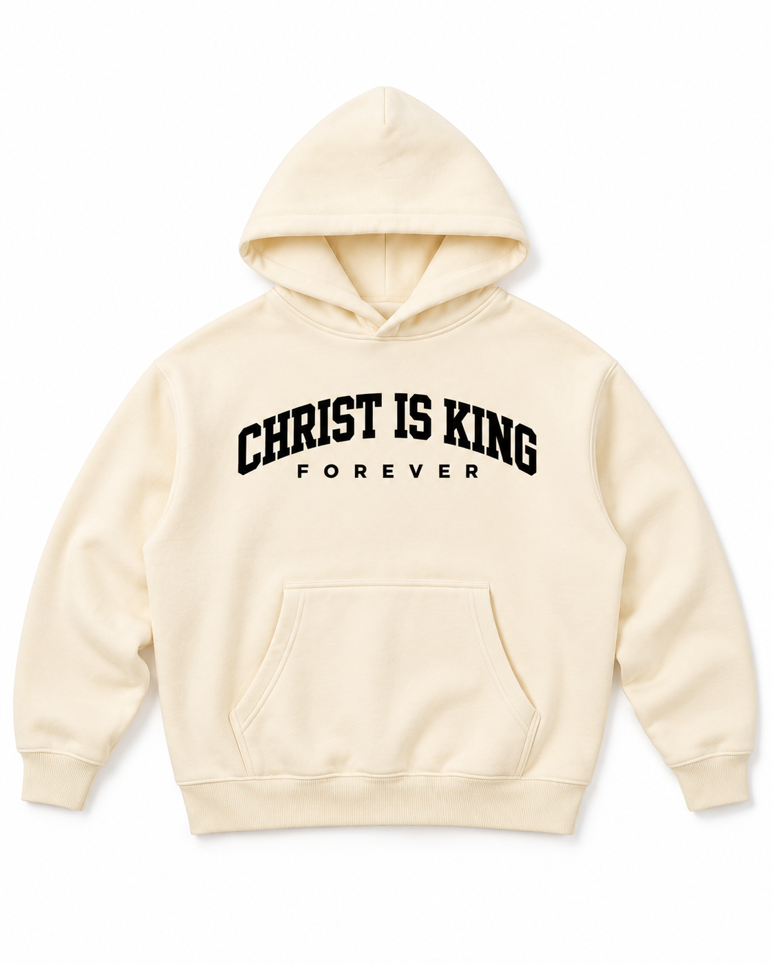 Chief Of Sinners Essential Oversized Boxy Fit Fleece Hoodie — Apricot hoodie, front flatlay