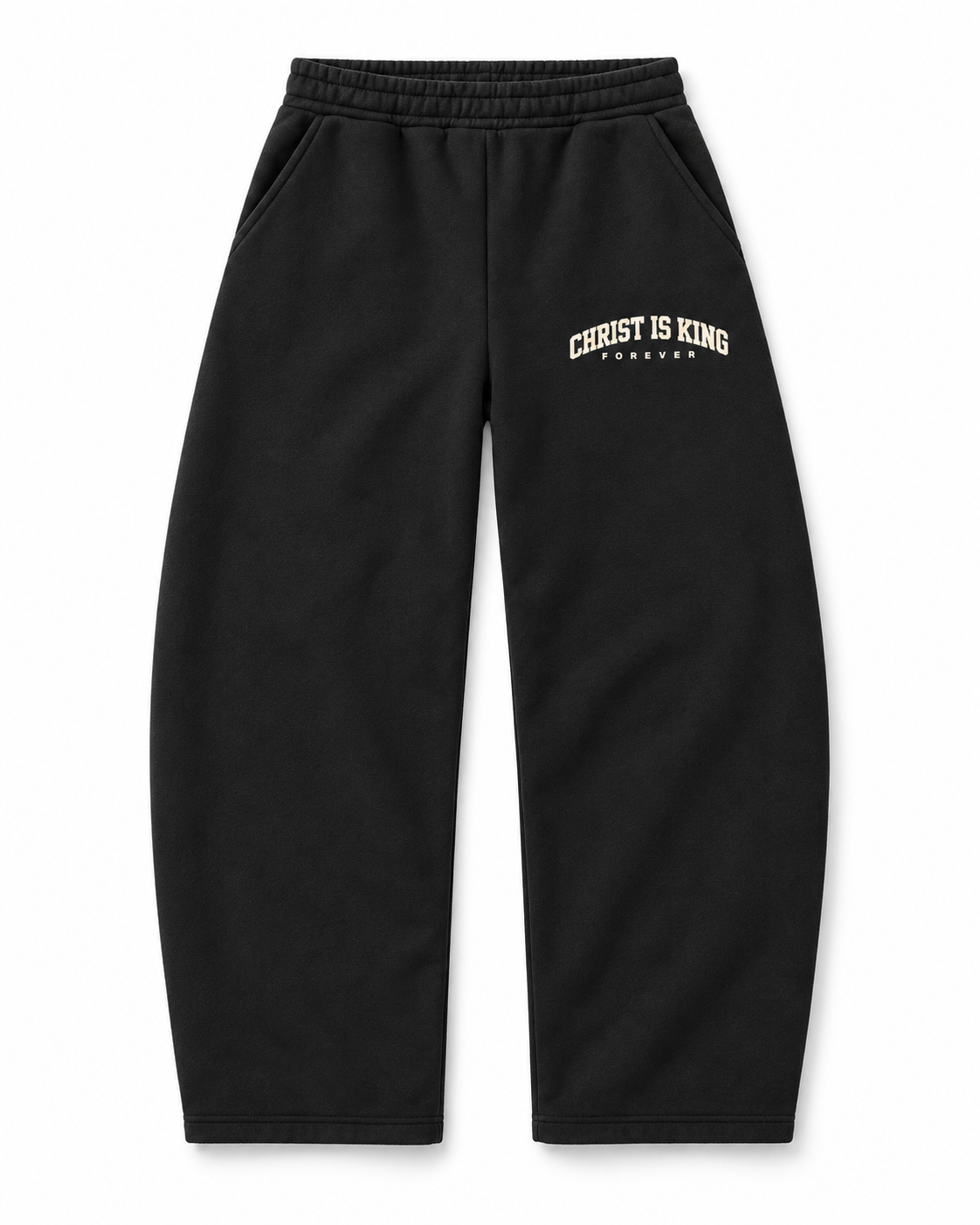 Chief Of Sinners Essential Oversized Boxy Fit Fleece Hoodie — Black bottoms, front flatlay