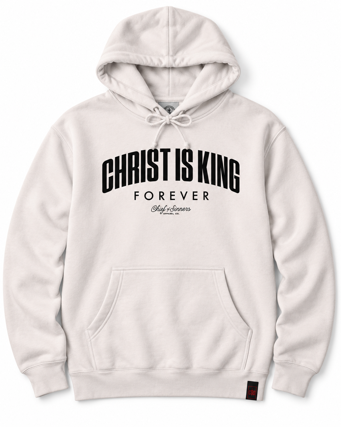 Chief Of Sinners independent pullover hoody — Bone hoodie, front flatlay