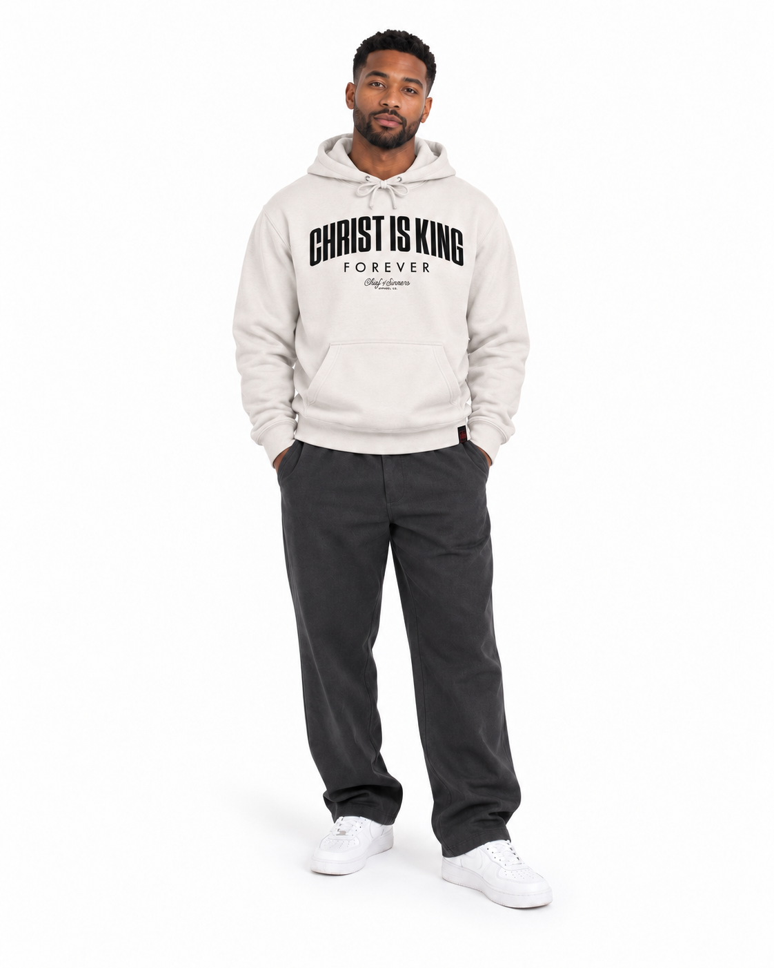 Chief Of Sinners independent pullover hoody — Bone hoodie, male front