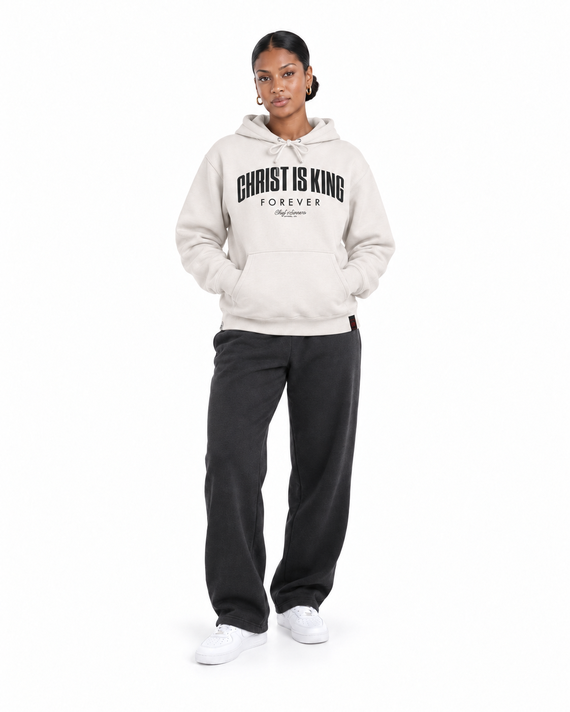 Chief Of Sinners independent pullover hoody — Bone hoodie, female front