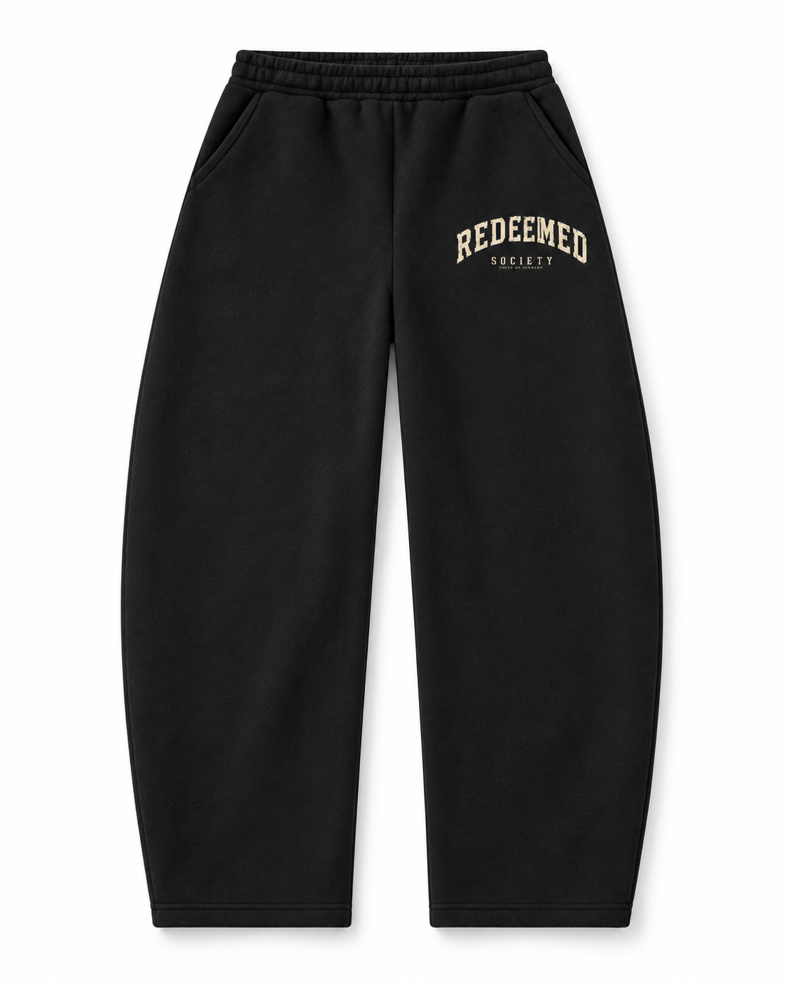 Chief Of Sinners Essential Oversized Boxy Fit Fleece Hoodie — Black bottoms, front flatlay