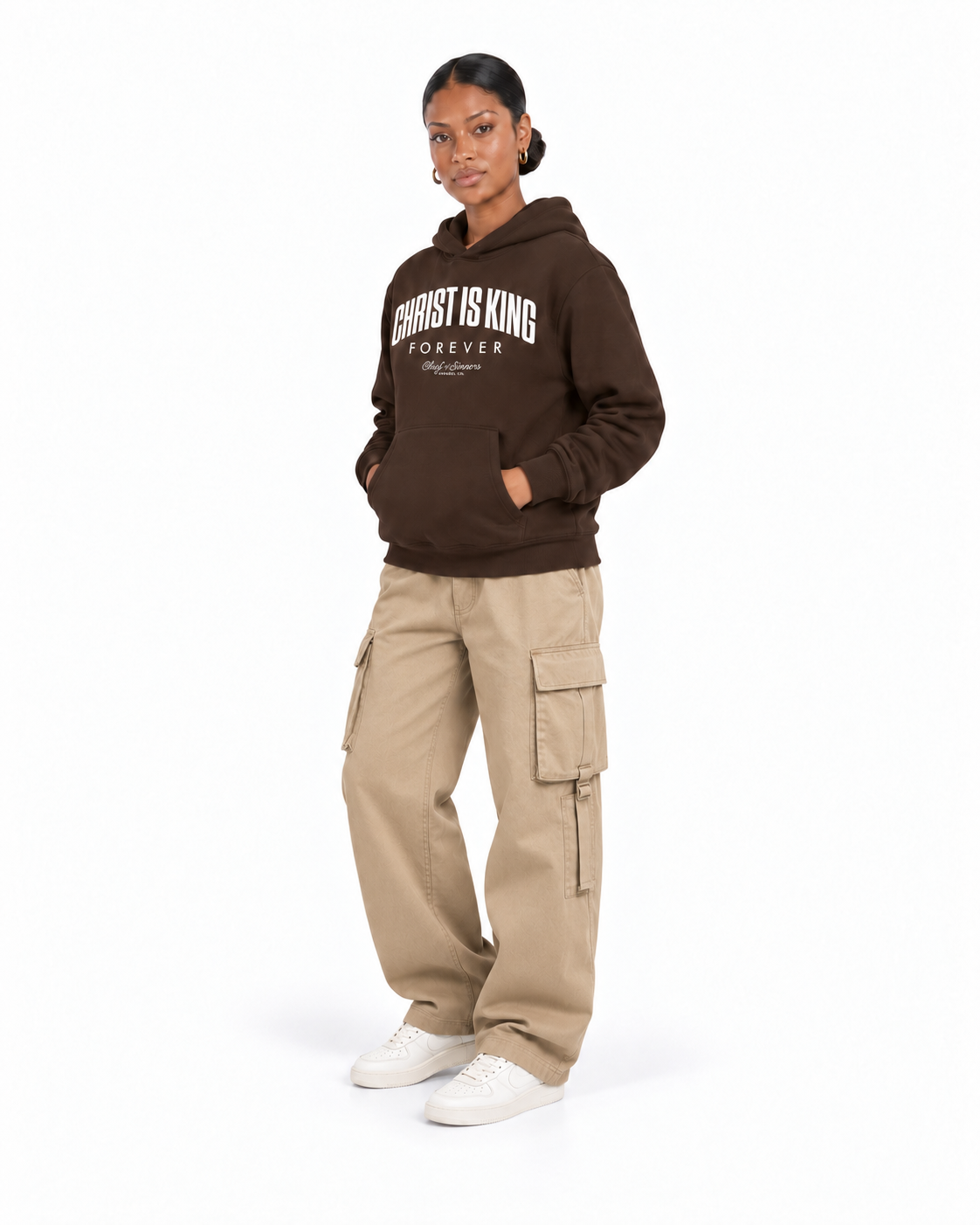 Chief Of Sinners Unisex Fleece Regular Shoulder Hoodie — Coffee hoodie, female three-quarter outfit