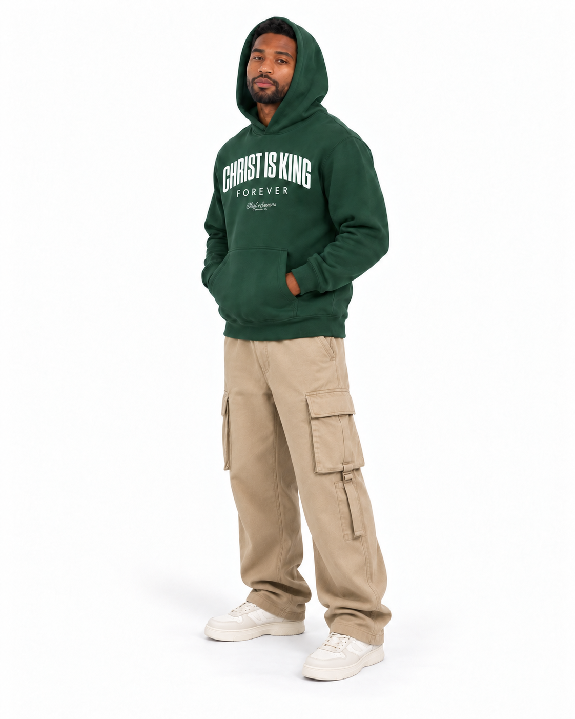 Chief Of Sinners Unisex Fleece Regular Shoulder Hoodie — Dark Green hoodie, male three-quarter outfit