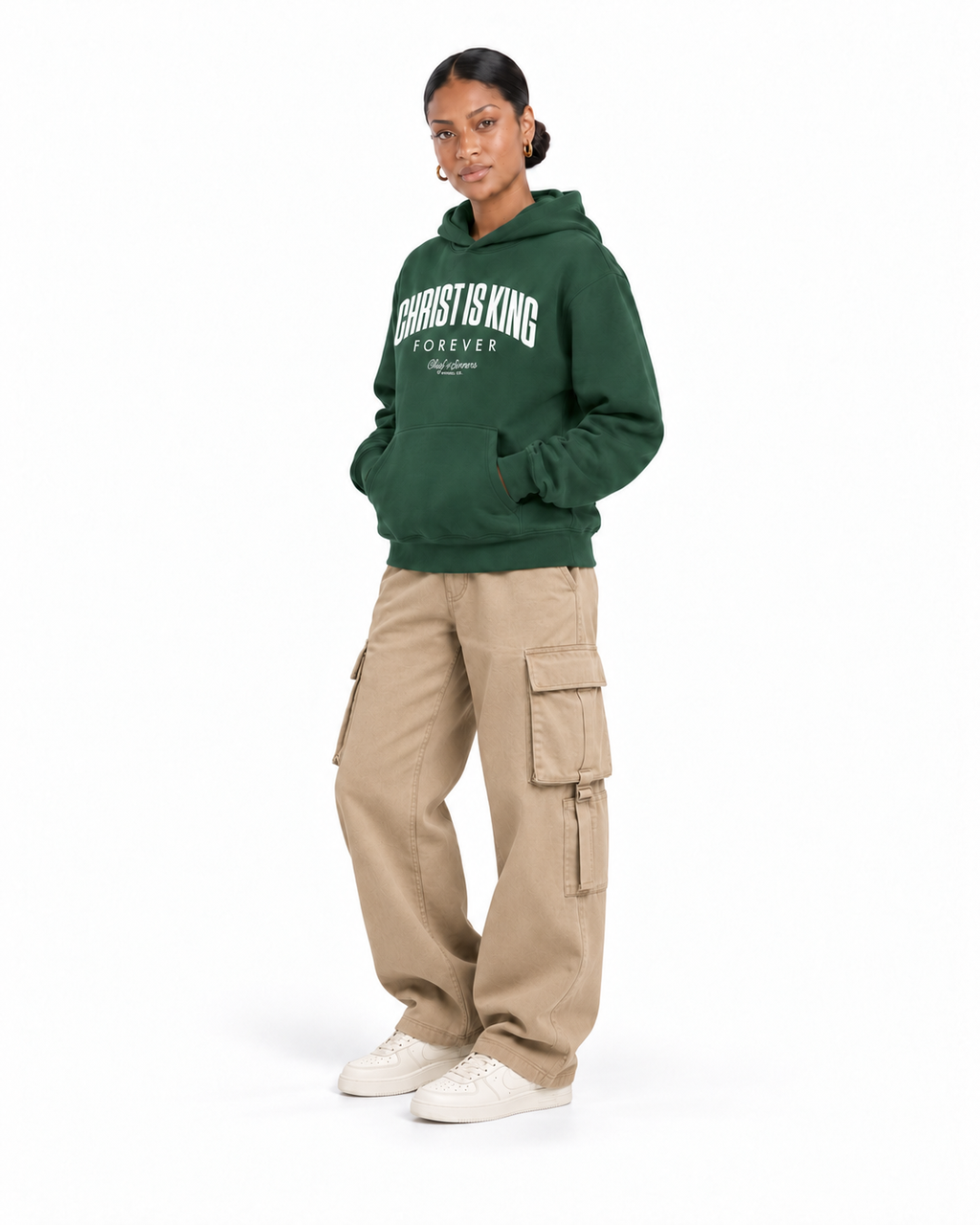 Chief Of Sinners Unisex Fleece Regular Shoulder Hoodie — Dark Green hoodie, female three-quarter outfit