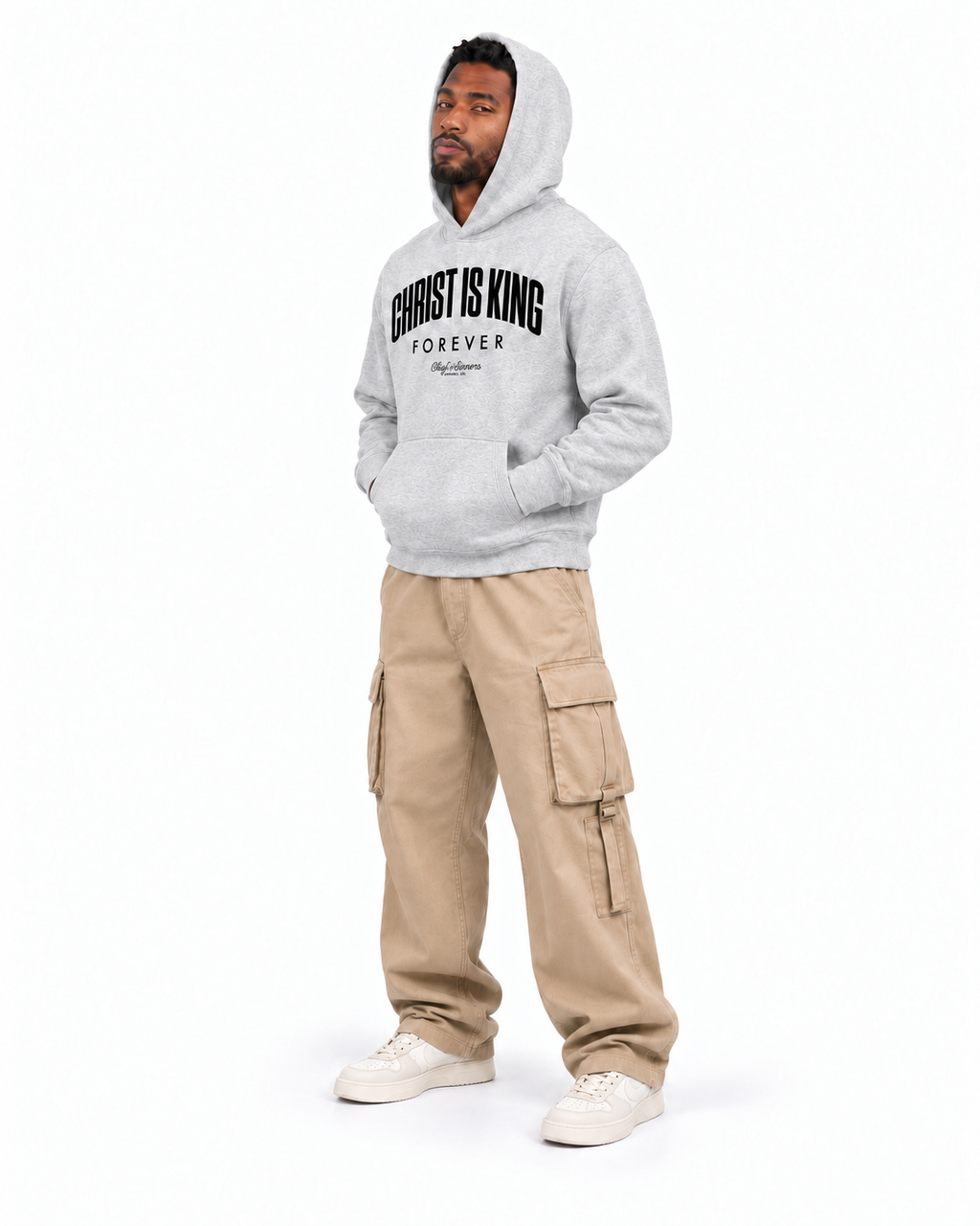 Chief Of Sinners Unisex Fleece Regular Shoulder Hoodie — Flower Gray hoodie, male three-quarter outfit