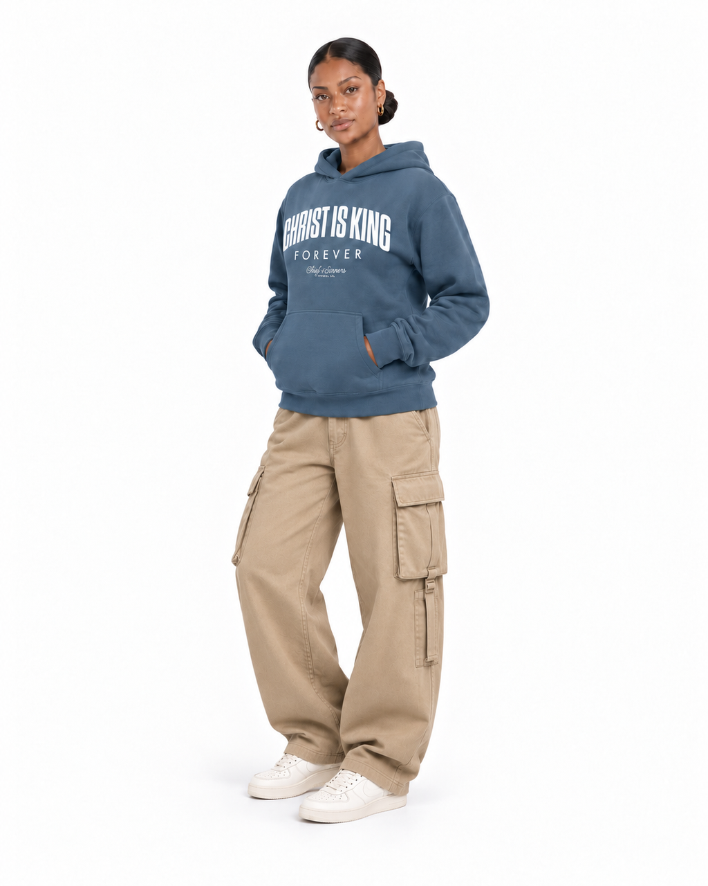 Chief Of Sinners Unisex Fleece Regular Shoulder Hoodie — Haze Blue hoodie, female three-quarter outfit