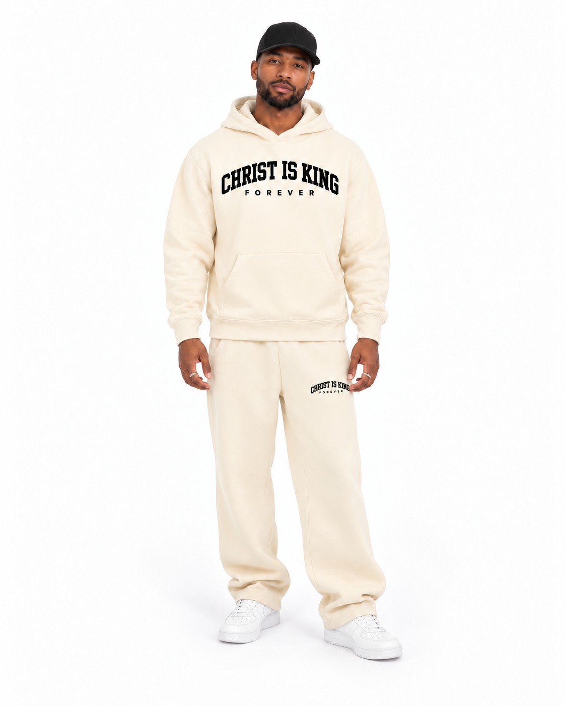 Chief Of Sinners Essential Oversized Boxy Fit Fleece Hoodie — Apricot hoodie, male front outfit