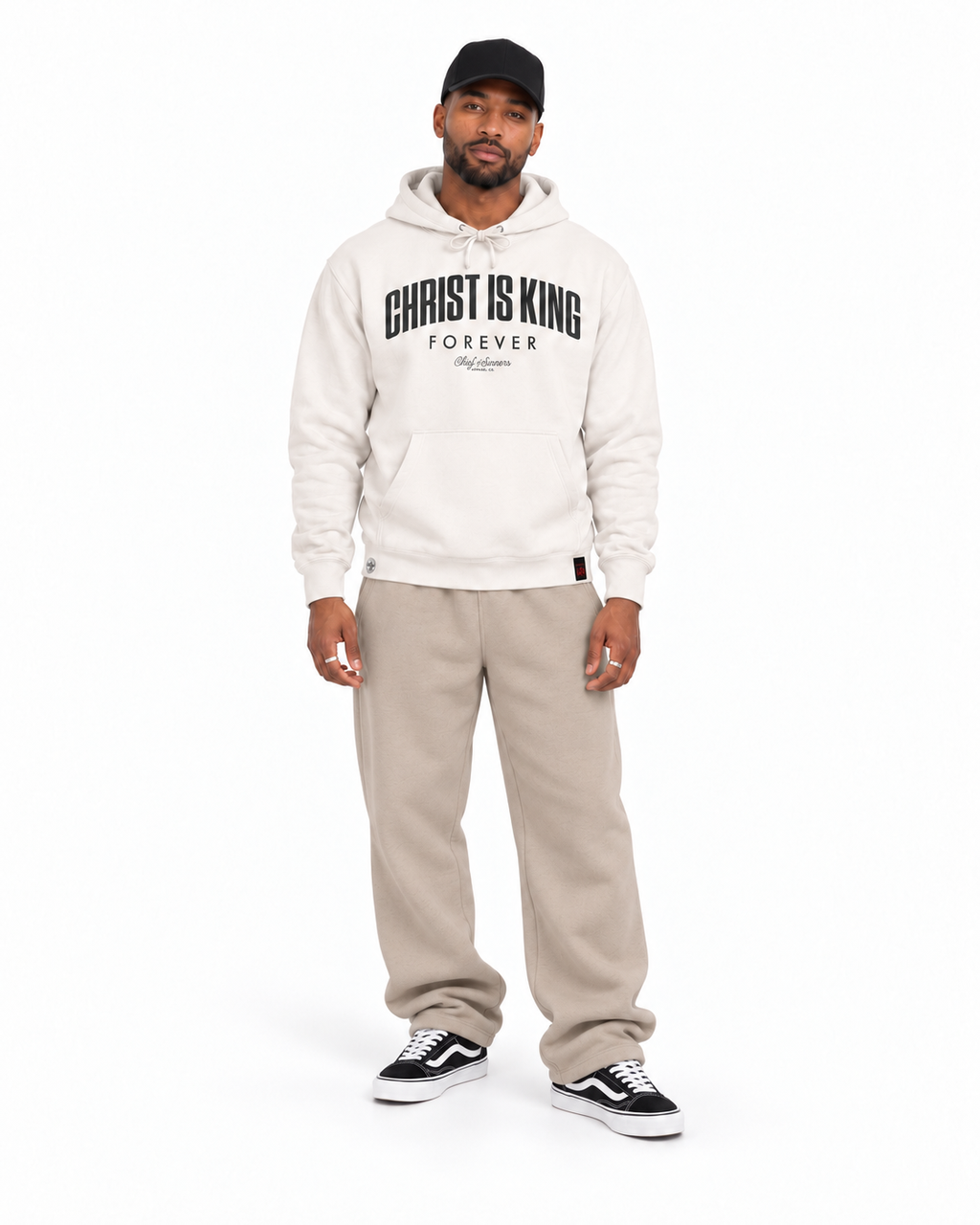 Chief Of Sinners independent pullover hoody — Bone hoodie, male front outfit