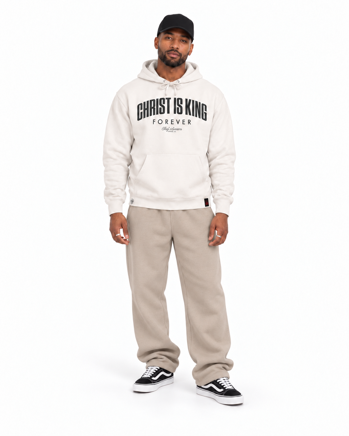 Chief Of Sinners independent pullover hoody — Bone hoodie, male front outfit
