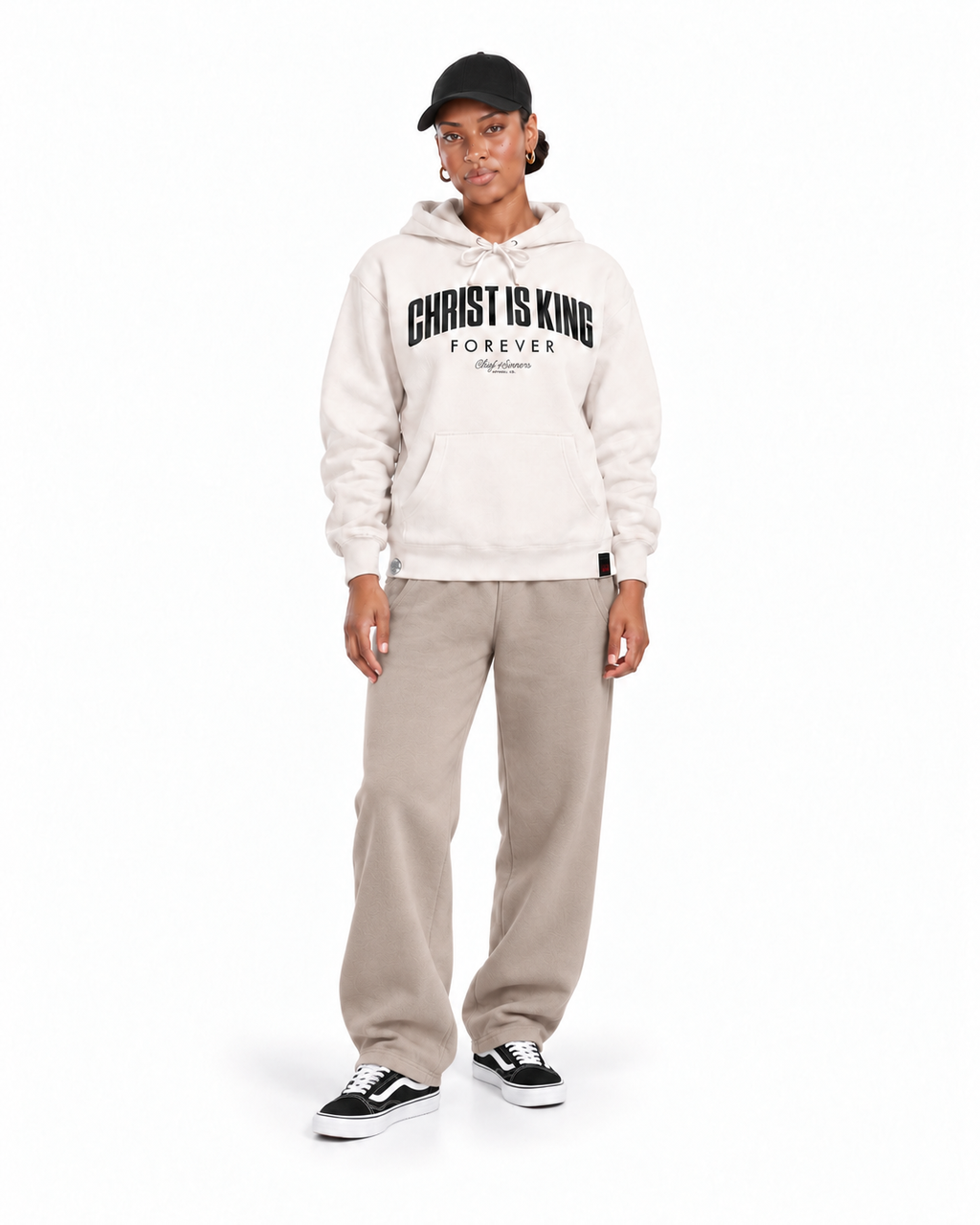 Chief Of Sinners independent pullover hoody — Bone hoodie, female front outfit