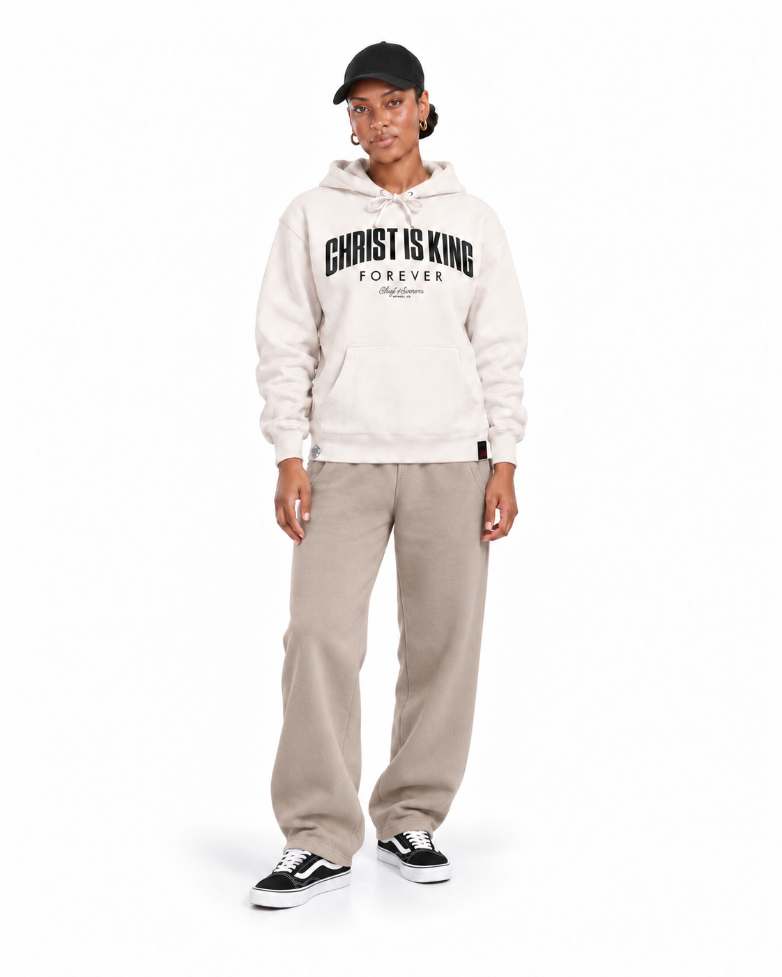 Chief Of Sinners independent pullover hoody — Bone hoodie, female front outfit