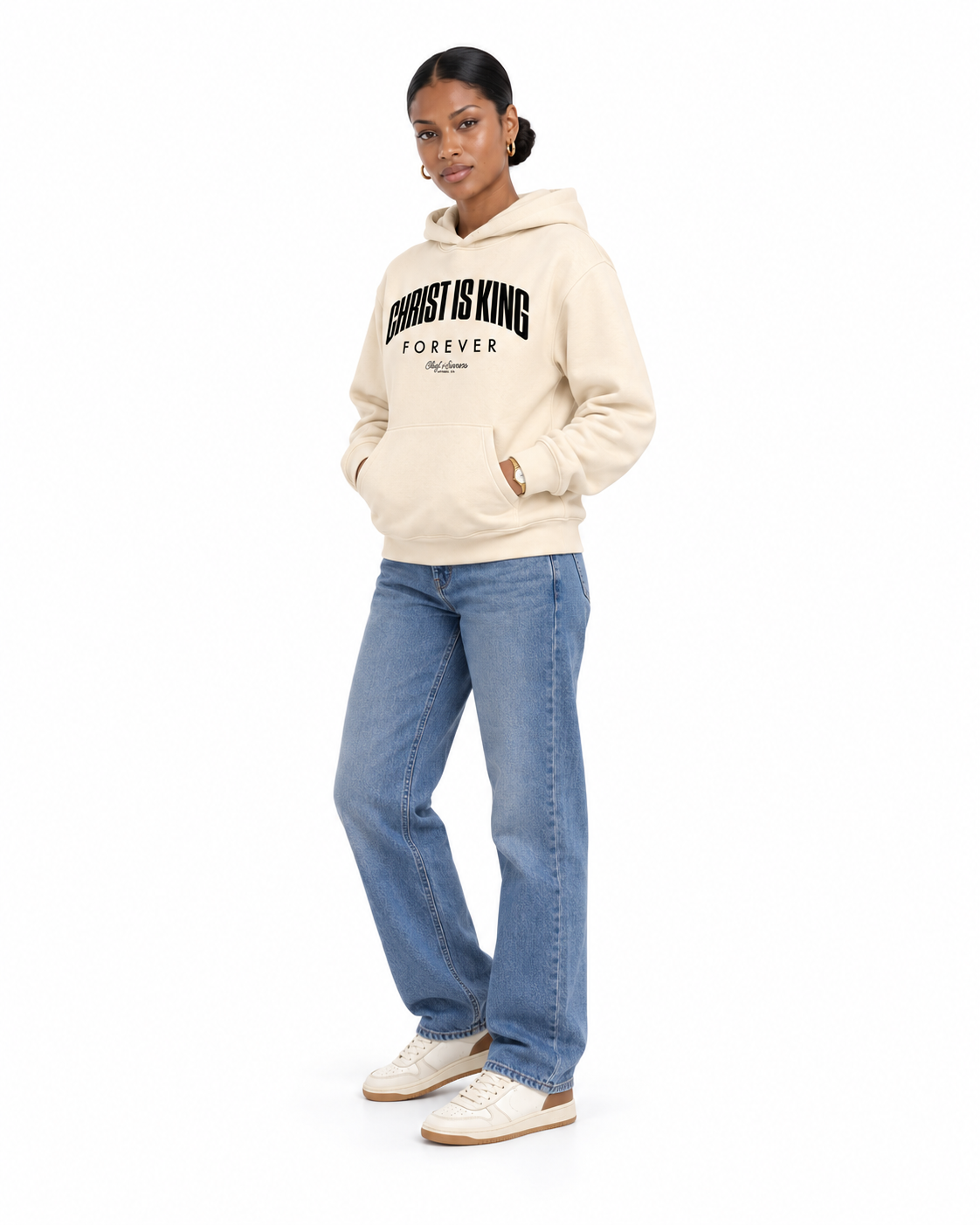 Chief Of Sinners Unisex Fleece Regular Shoulder Hoodie — Apricot hoodie, female three-quarter outfit