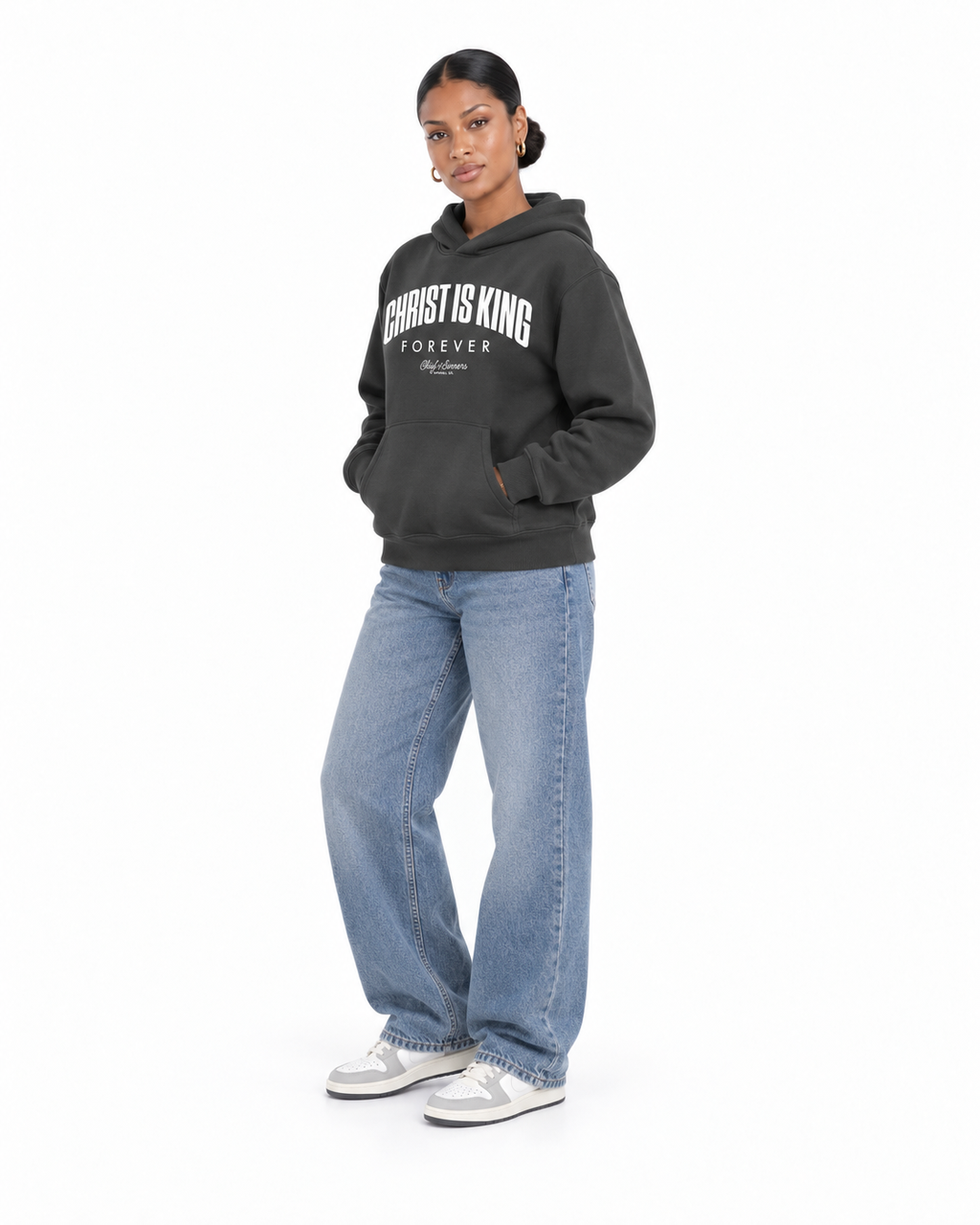 Chief Of Sinners Unisex Fleece Regular Shoulder Hoodie — Dark Gray hoodie, female three-quarter outfit