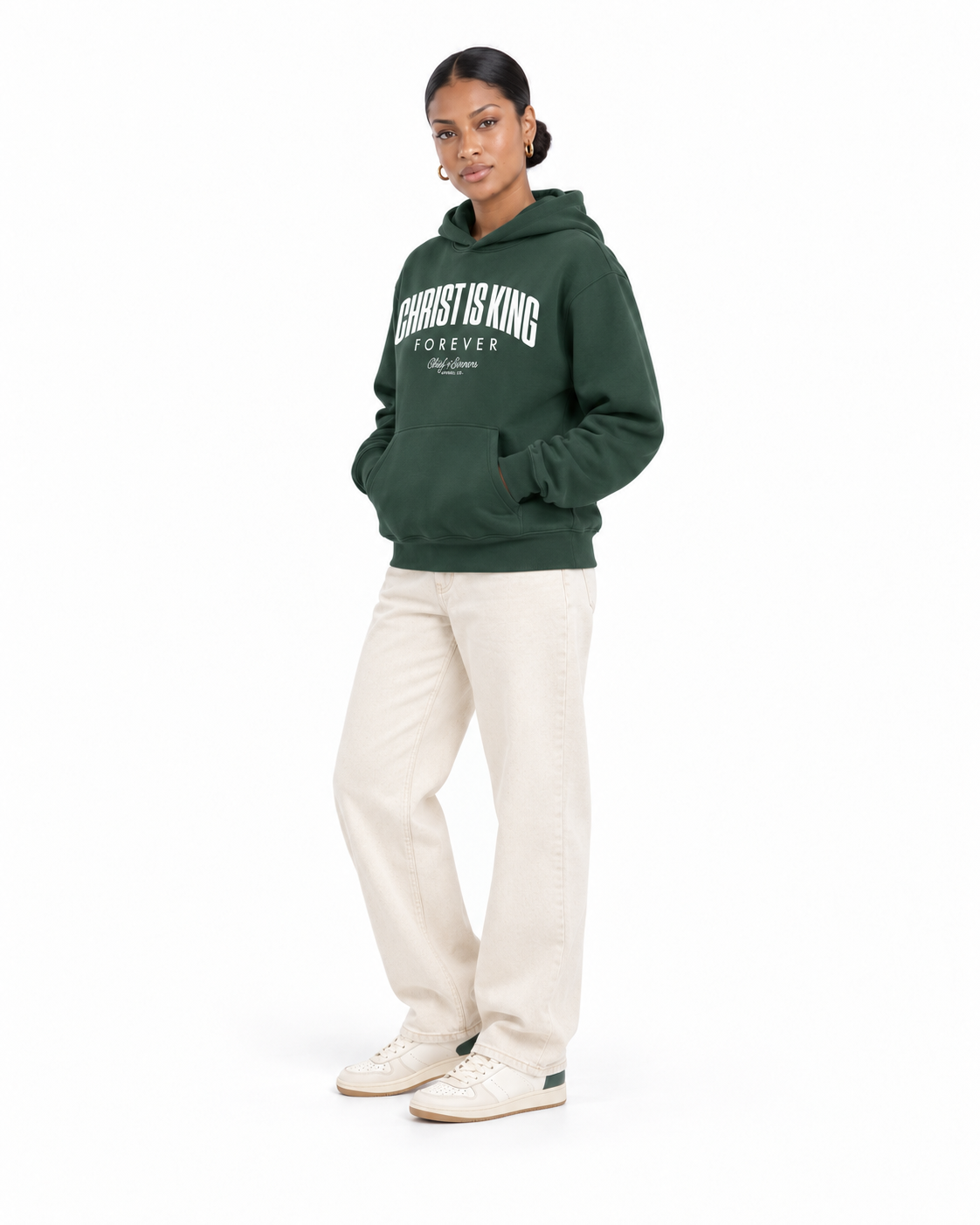 Chief Of Sinners Unisex Fleece Regular Shoulder Hoodie — Dark Green hoodie, female three-quarter outfit