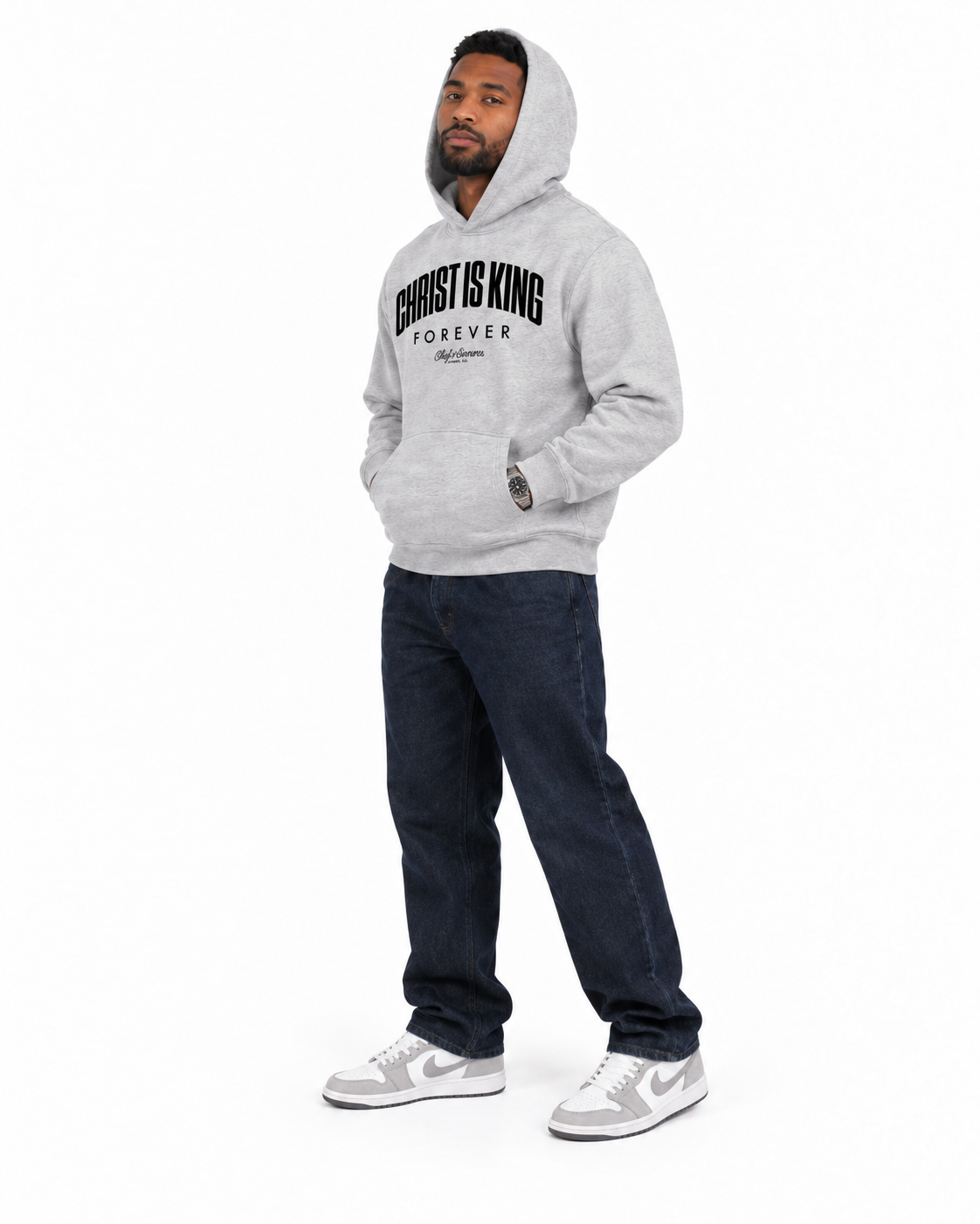 Chief Of Sinners Unisex Fleece Regular Shoulder Hoodie — Flower Gray hoodie, male three-quarter outfit