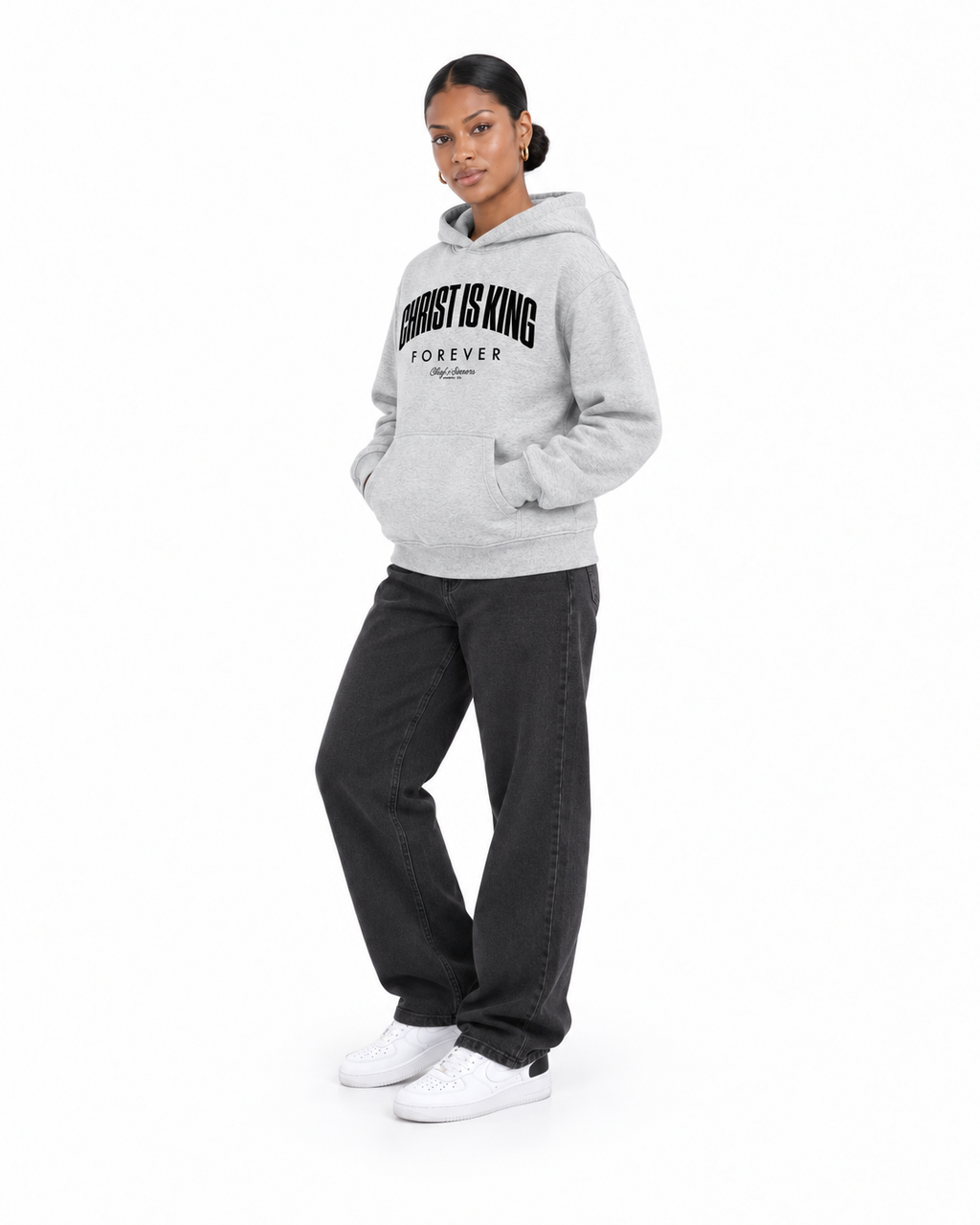Chief Of Sinners Unisex Fleece Regular Shoulder Hoodie — Flower Gray hoodie, female three-quarter outfit