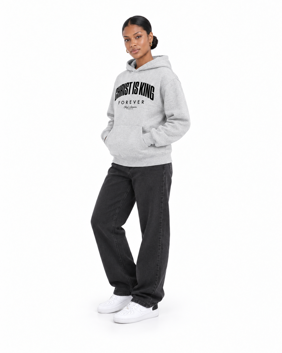 Chief Of Sinners Unisex Fleece Regular Shoulder Hoodie — Flower Gray hoodie, female three-quarter outfit