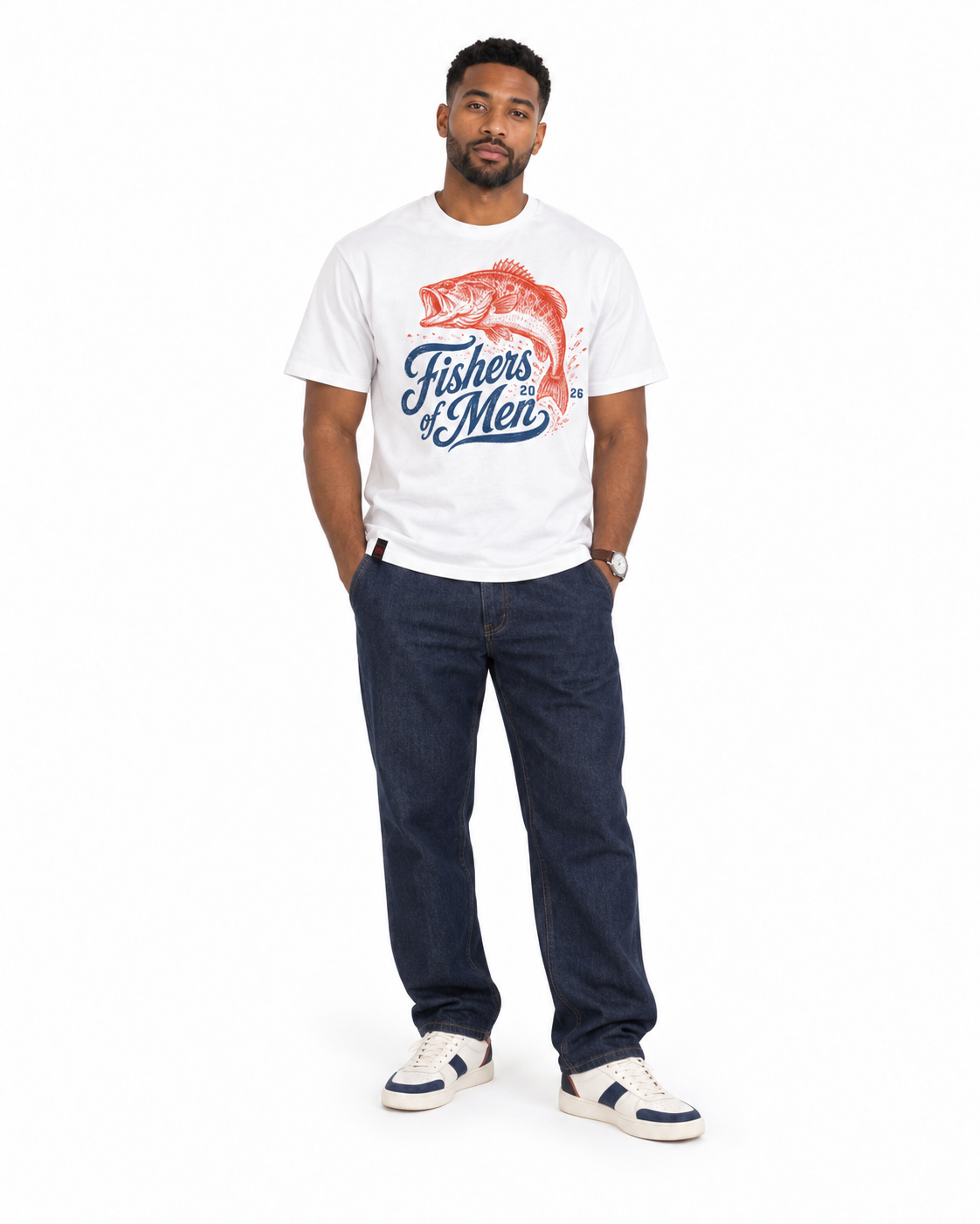 Chief Of Sinners Staple Tee — white tee, male front outfit